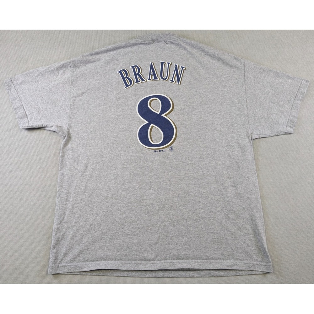 Milwaukee Brewers Jersey Shirt Mens 2XL Gray Majestic Y2K Ryan Braun MLB  Retro